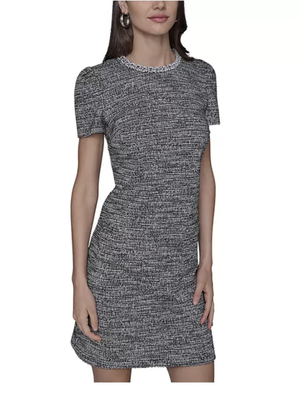 Karl Lagerfeld Black and White Tweed Sheath Dress